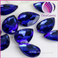 Faceted glass beads,Rhinestone teardrop point bottom tip silver plated sky blue 6*8mm